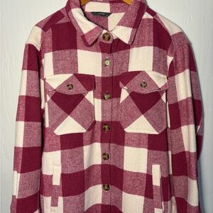 Women's Plaid Jacket in Red and White